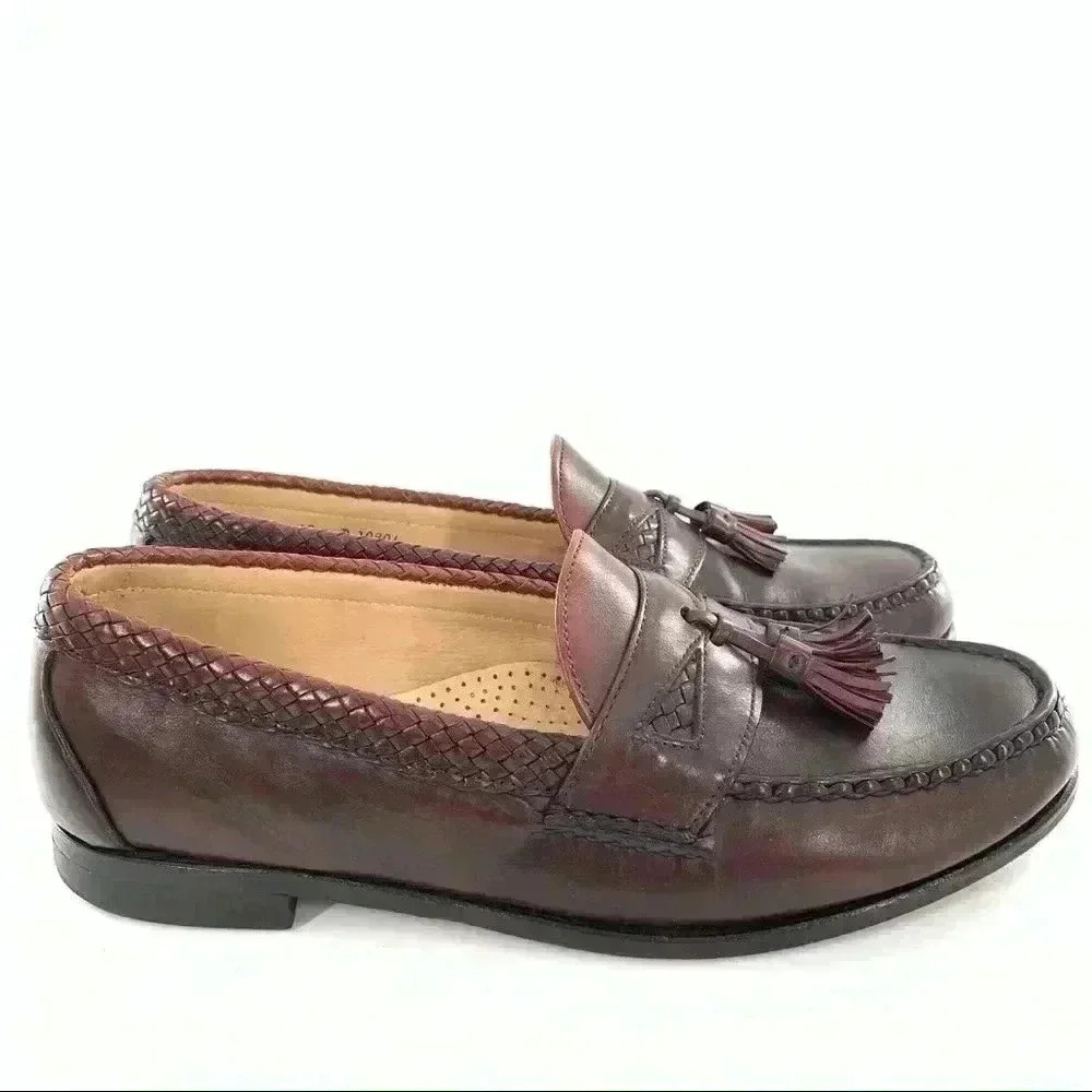 Allen Edmonds Maxfield mens size 12 brown leather tassel penny slip on